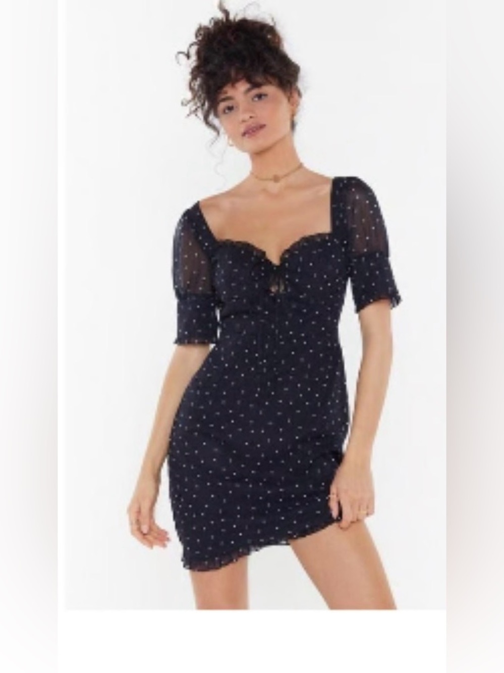 Nasty Gal Black Polka Dot Sweetheart Mini Dress